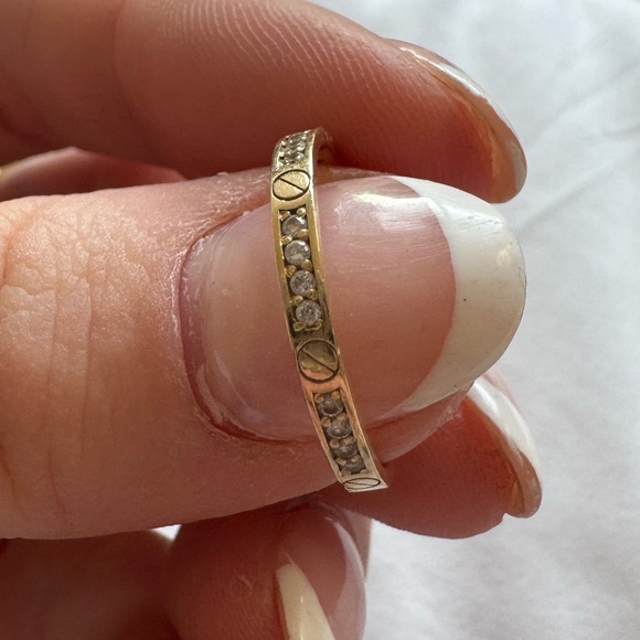 14k Yellow Gold Pave Screw Band - Picture 8 of 15